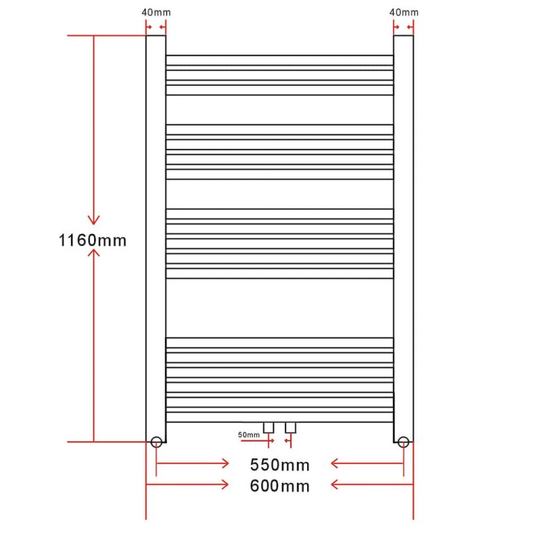 Radiator port-prosop încălzire centrală baie, curbat, 600 x 1160 mm