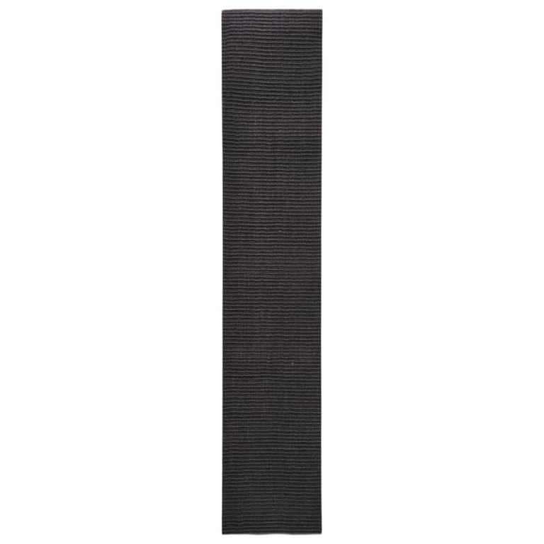 Covor din sisal natural, negru, 66x350 cm