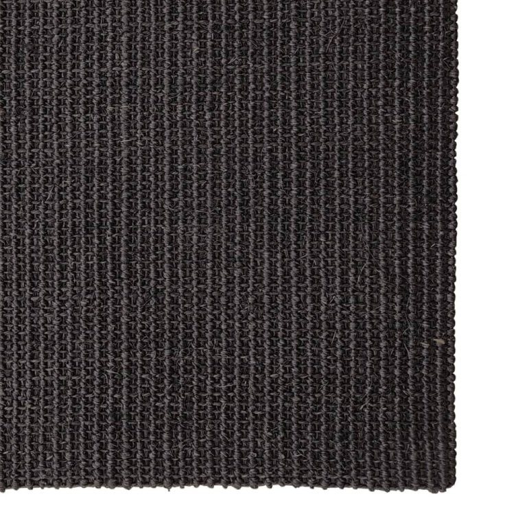 Covor din sisal natural, negru, 66x350 cm