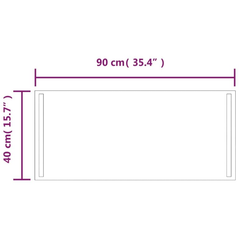 Oglindă de baie cu LED, 90x40 cm