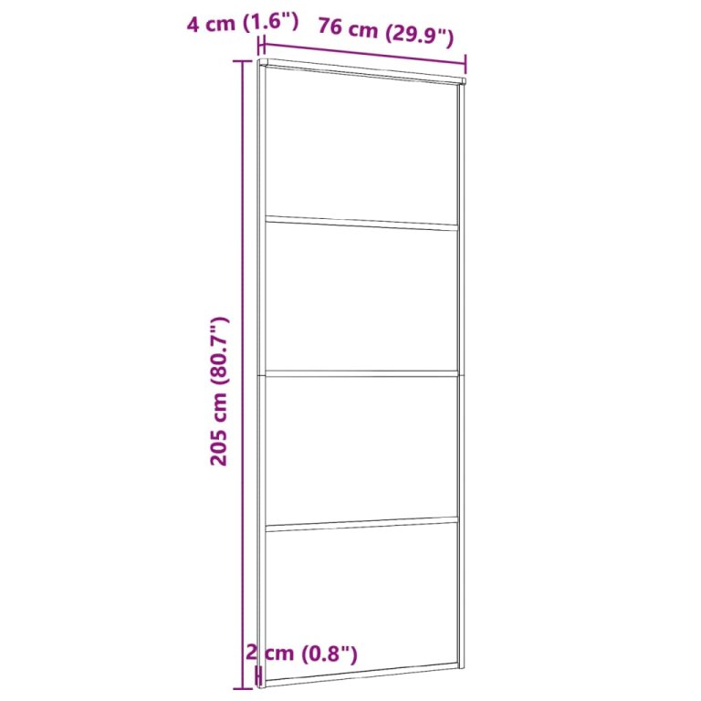 Ușă glisantă, negru, 76x205 cm, aluminiu și sticlă ESG