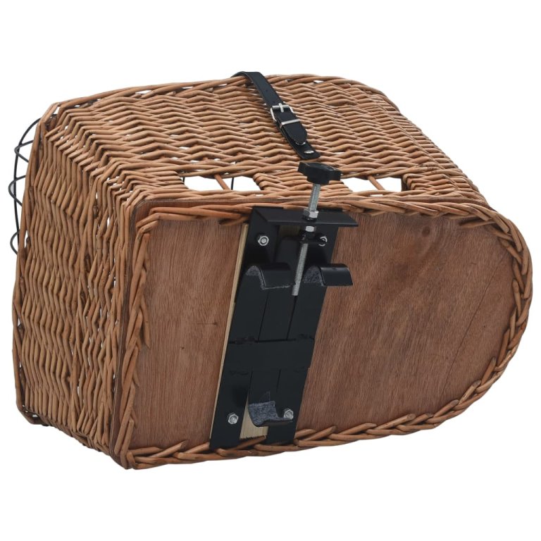 Coș portbagaj bicicletă cu capac 55x31x36 cm, răchită naturală