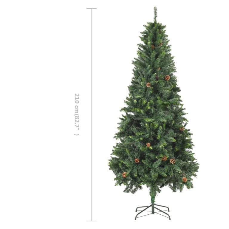 Brad de Crăciun artificial cu conuri de pin, verde, 210 cm