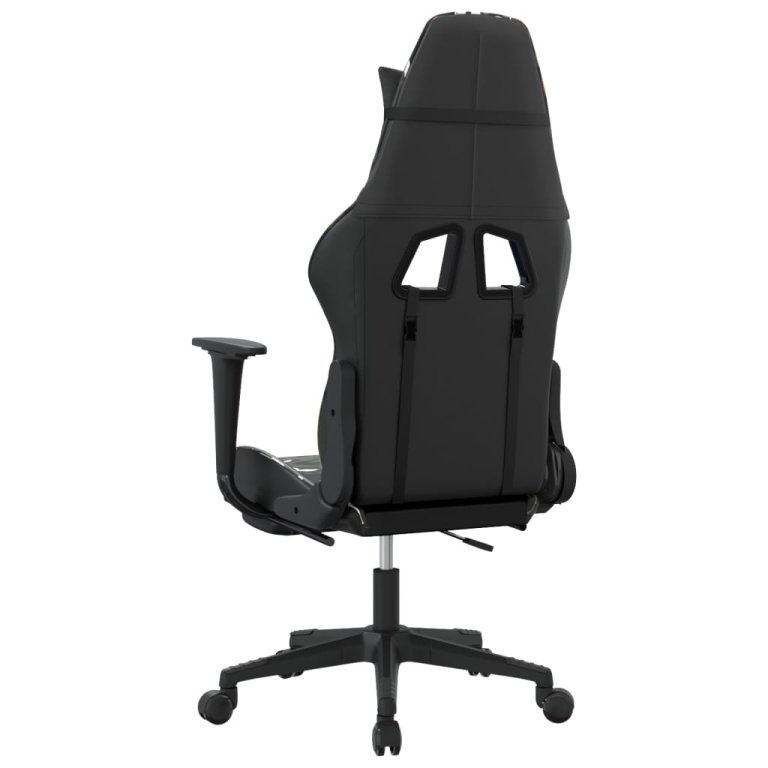 Scaun de gaming masaj/suport picioare negru/Camuflaj piele eco