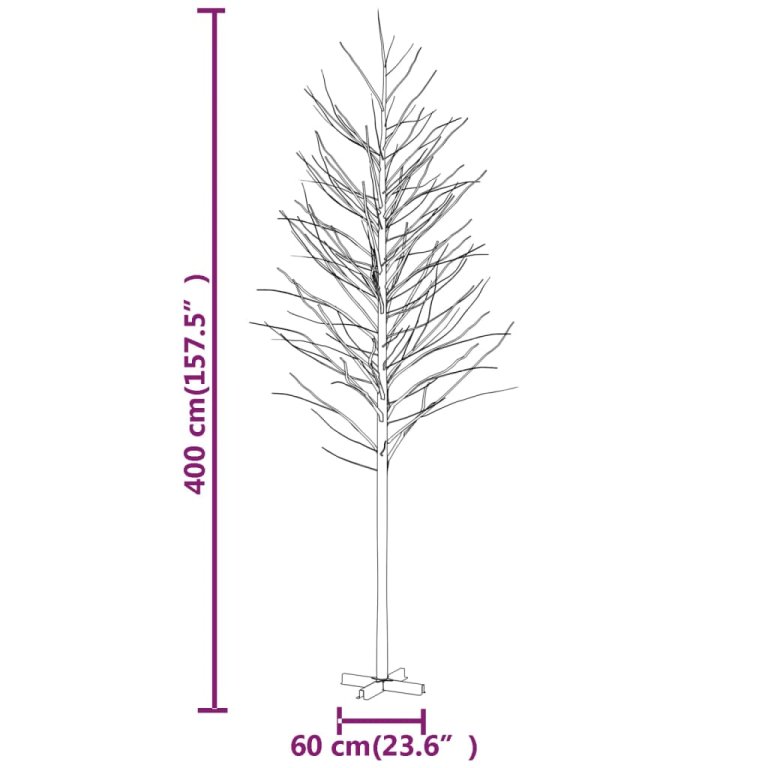 Mesteacăn cu LED, alb, 672 LED-uri alb calde, 400 cm