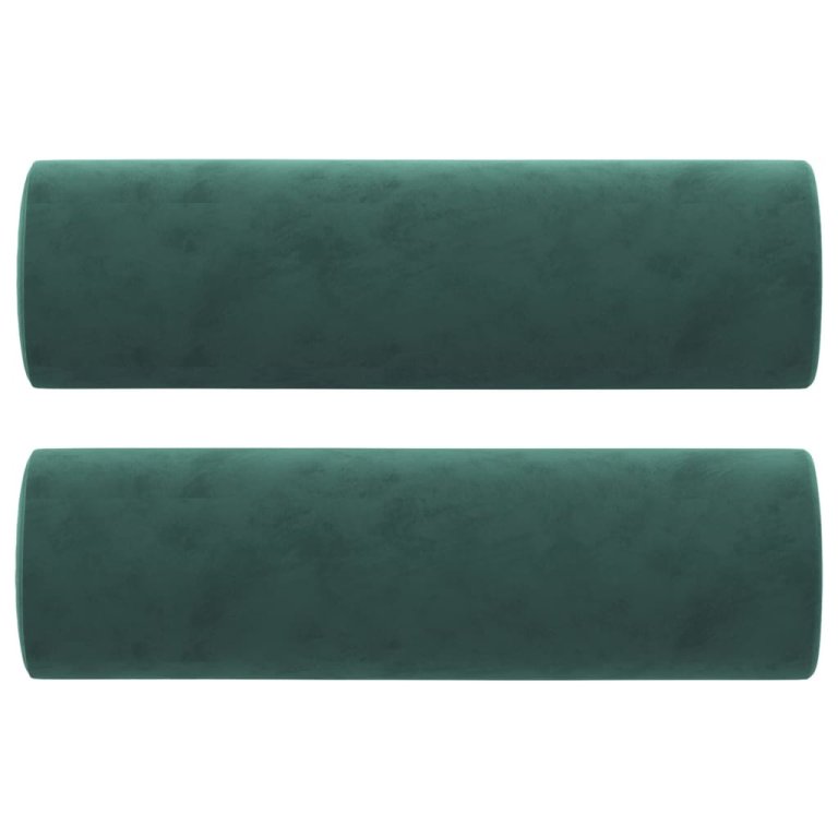 Perne decorative, 2 buc., verde închis, Ø15x50 cm, catifea