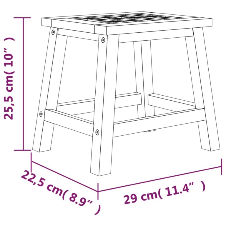 Taburet treaptă, 29x22,5x25,5 cm, lemn masiv de nuc