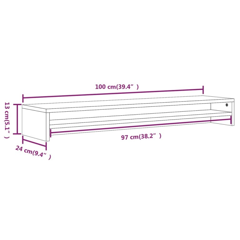 Suport pentru monitor gri sonoma 100x24x13 cm lemn prelucrat