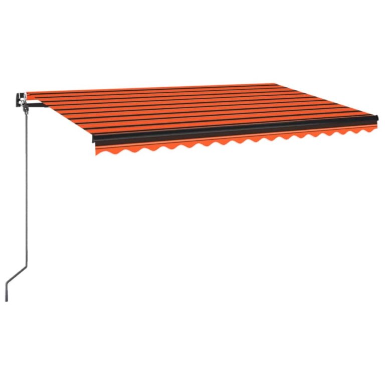 Copertină retractabilă manual, LED, portocaliu/maro, 400x350 cm