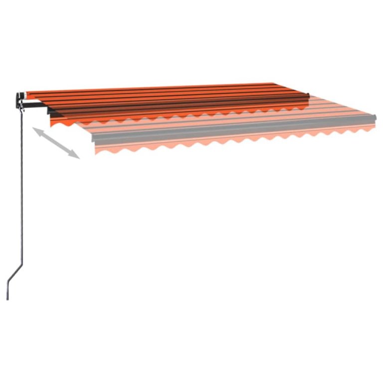 Copertină retractabilă manual, LED, portocaliu/maro, 400x350 cm