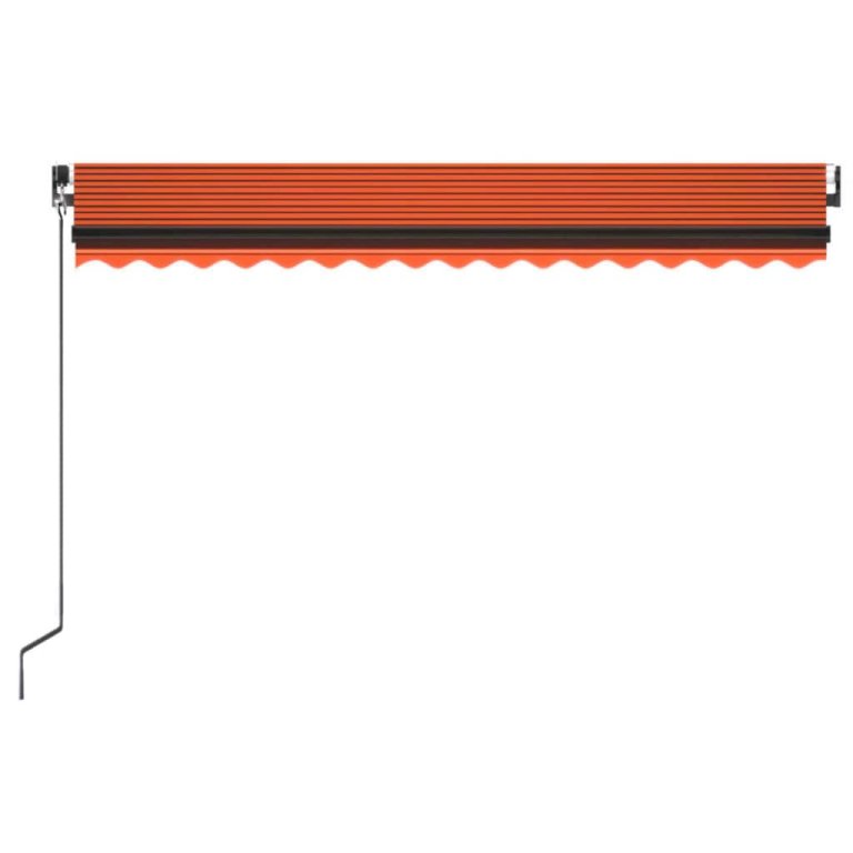 Copertină retractabilă manual, LED, portocaliu/maro, 400x350 cm