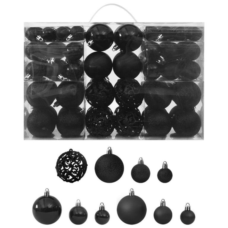 Set globuri de Crăciun, 100 piese, negru