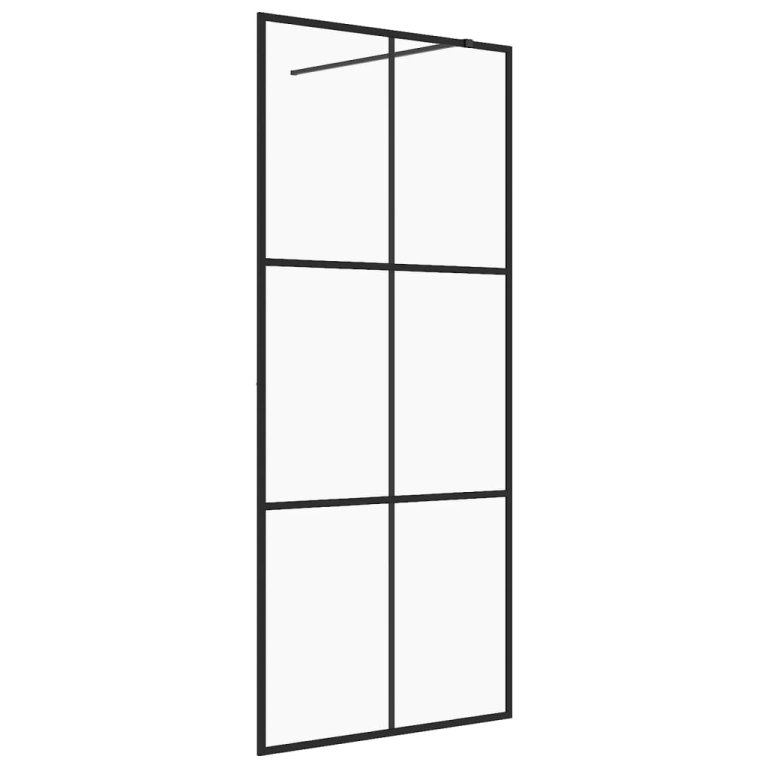 Paravan de duș walk-in negru 80x195 cm sticlă ESG transparentă