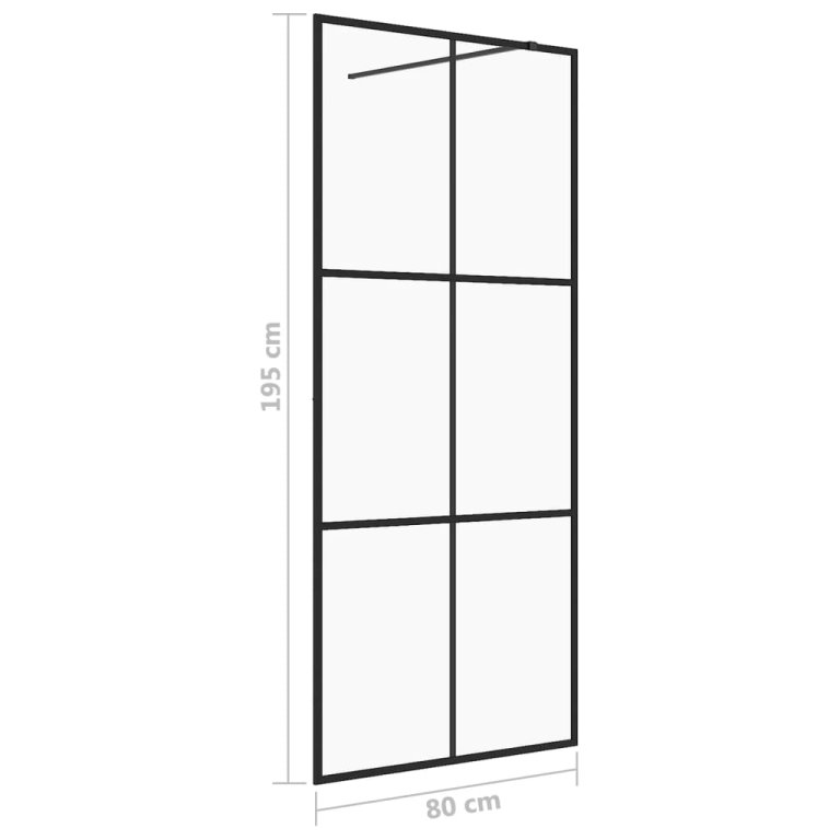 Paravan de duș walk-in negru 80x195 cm sticlă ESG transparentă