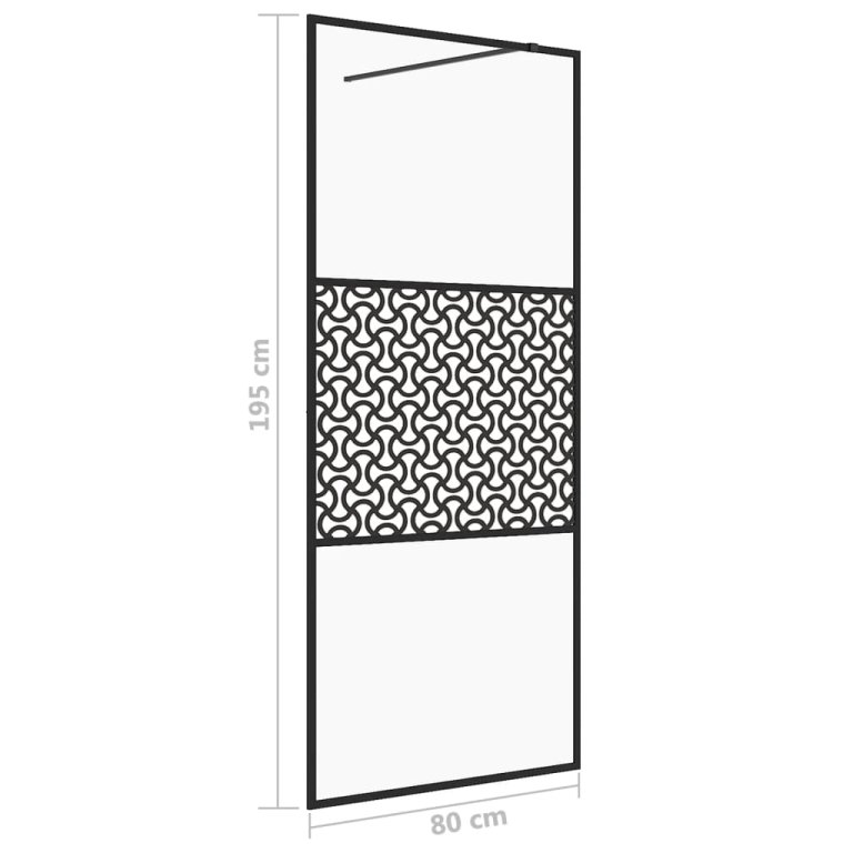 Paravan de duș walk-in negru 80x195 cm sticlă ESG transparentă