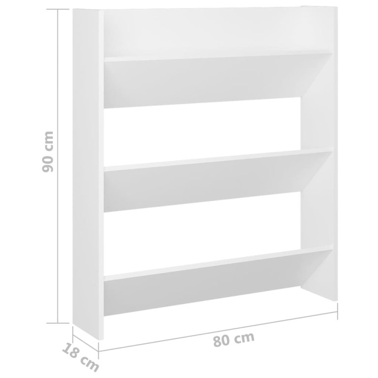 Pantofar de perete, alb, 80x18x90 cm, PAL