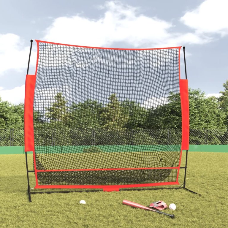 Plasă de baseball portabilă negru/roșu 215x107x216 cm poliester