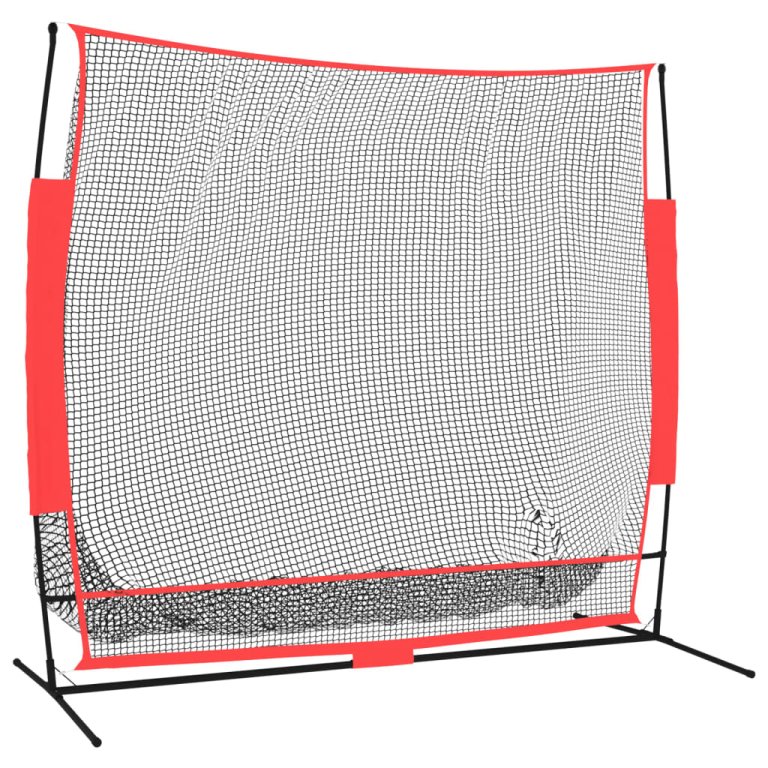 Plasă de baseball portabilă negru/roșu 215x107x216 cm poliester