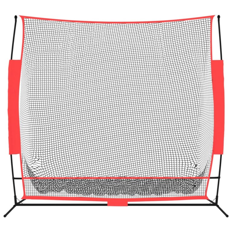 Plasă de baseball portabilă negru/roșu 215x107x216 cm poliester