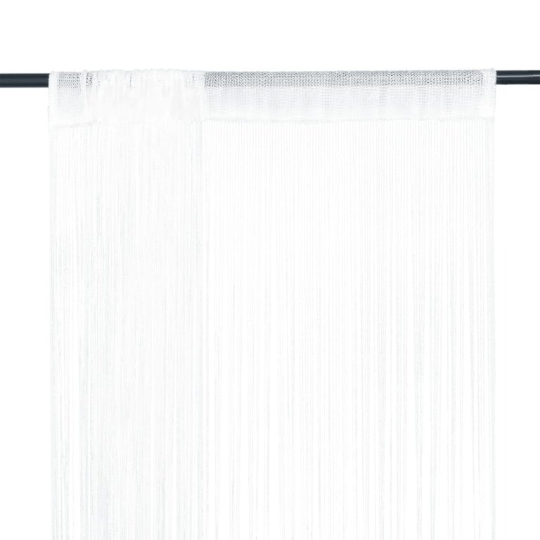 Draperii franjuri, 2 buc., 100 x 250 cm, alb