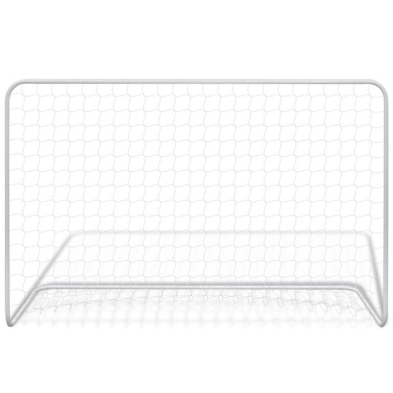 Porți de fotbal cu plase 2 buc. alb 182x61x122 cm oțel