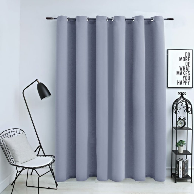 Draperie opacă cu inele metalice, gri, 290 x 245 cm