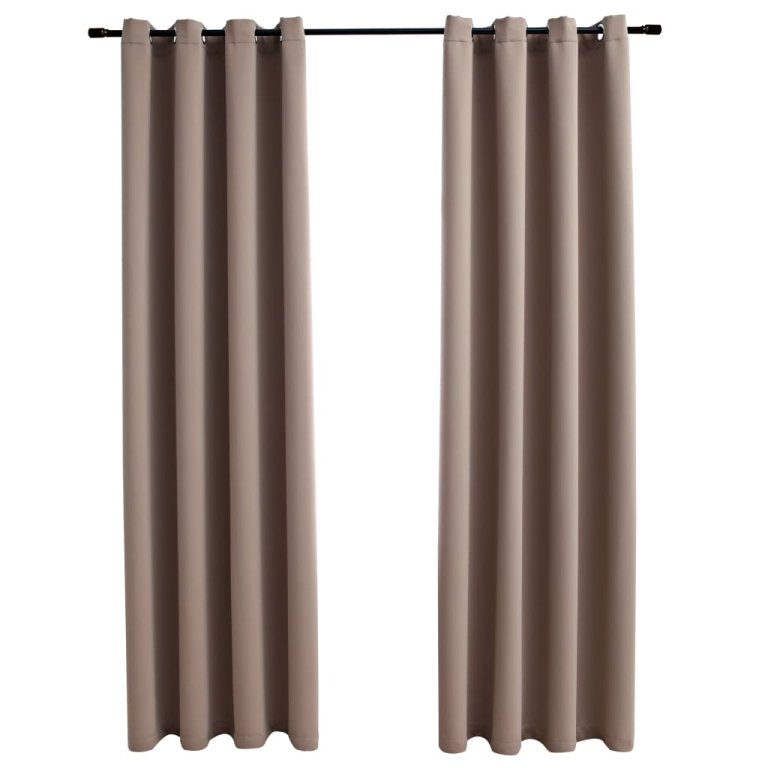 Draperii opace cu inele metalice, 2 buc, gri taupe, 140x175 cm