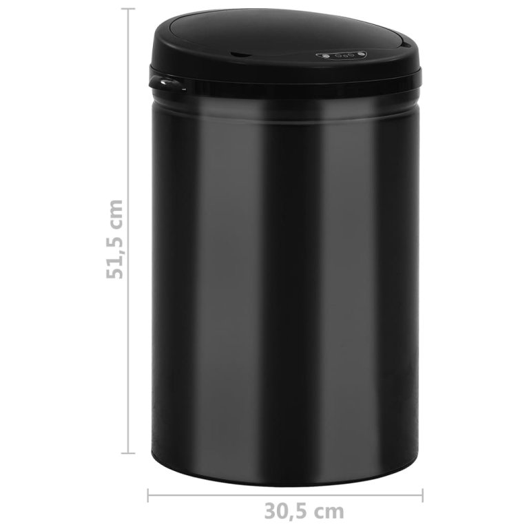 Coș de gunoi automat cu senzor, 30 L, negru, oțel carbon