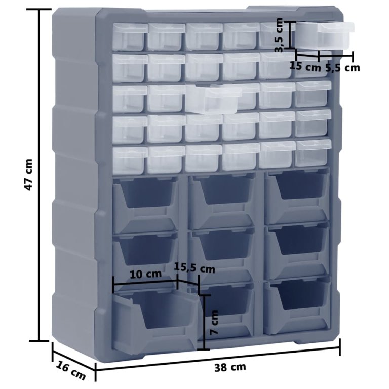 Organizator cu 39 de sertare, 38x16x47 cm