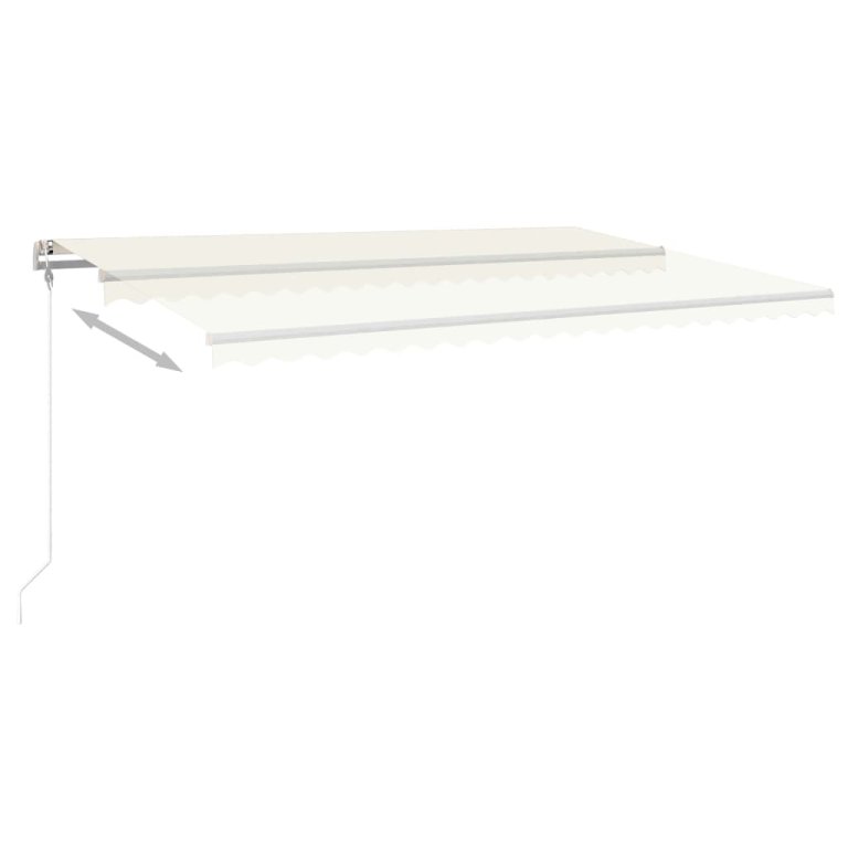 Copertină retractabilă manual, cu LED, crem, 5x3,5 m