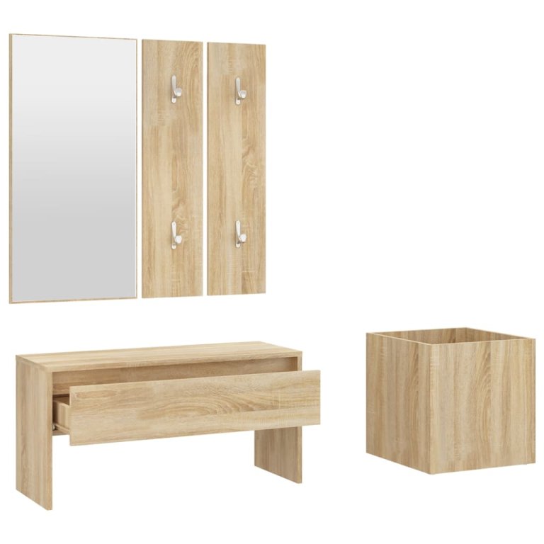 Set de mobilier pentru hol, stejar sonoma, lemn prelucrat