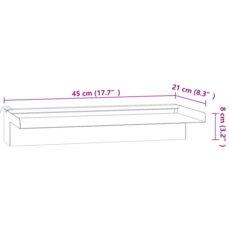 Deversor de cascadă cu LED-uri RGB, 45 cm, oțel inoxidabil