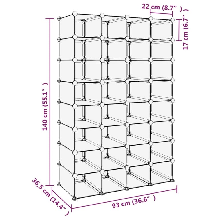 Suport de pantofi, transparent, 93x36,5x140 cm, PP