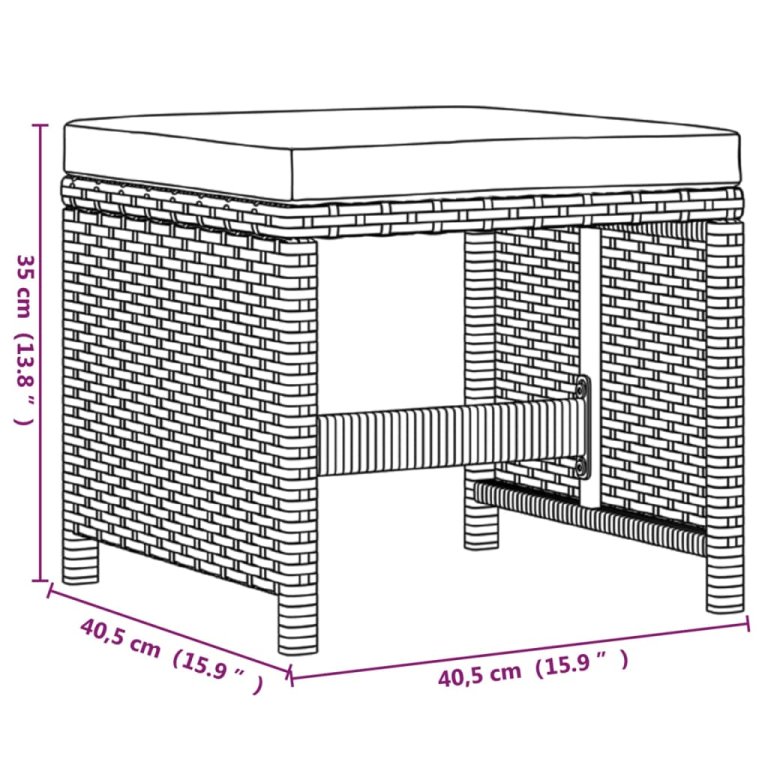 Set mobilier de grădină cu perne, 9 piese, negru, poliratan