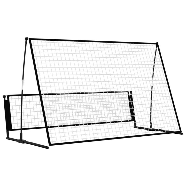 Poartă de fotbal de ricoșeu 2-în-1, 202x104x120 cm, oțel