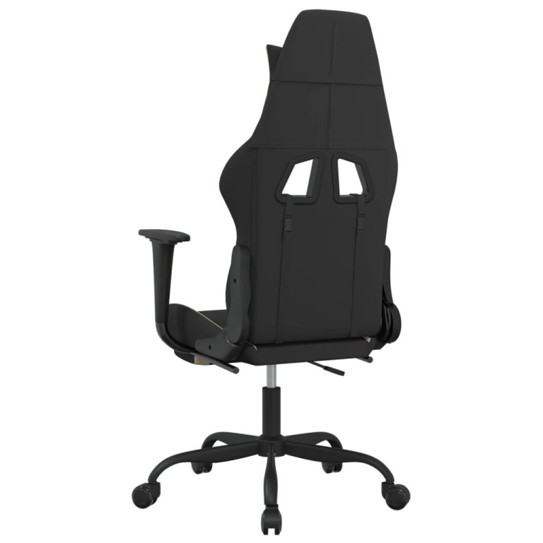 Scaun de gaming cu masaj/suport picioare, negru și crem, textil