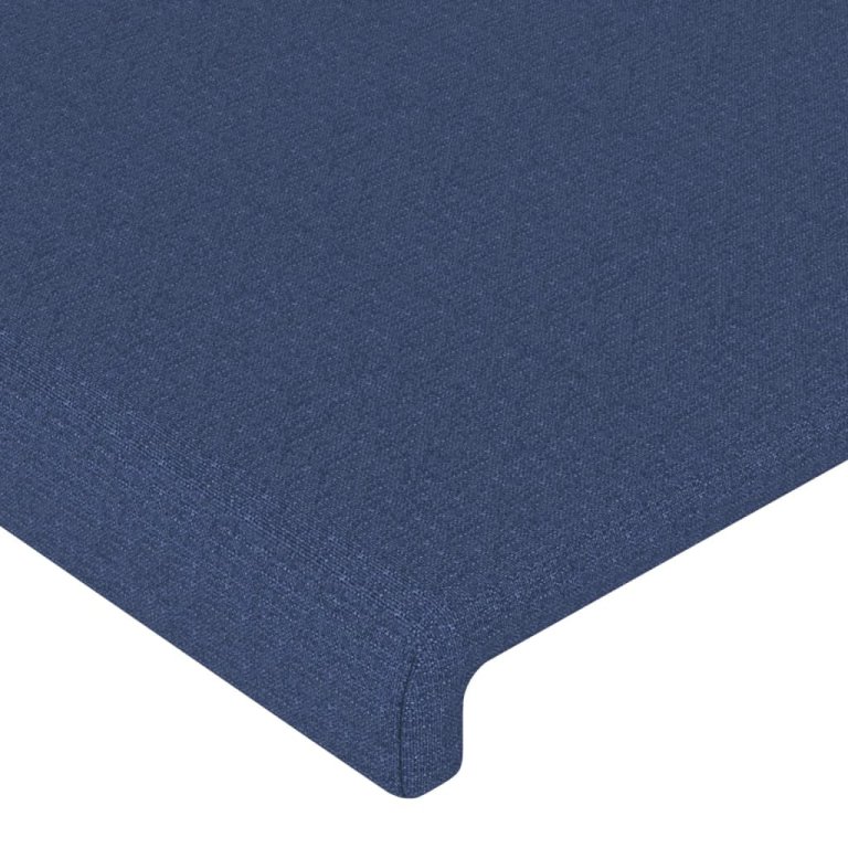 Tăblie de pat cu aripioare, albastru, 83x23x118/128 cm, textil