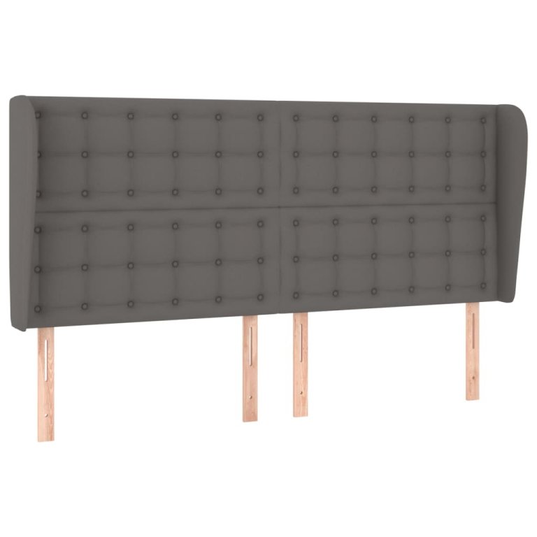 Tăblie de pat cu aripioare gri 163x23x118/128 cm piele eco