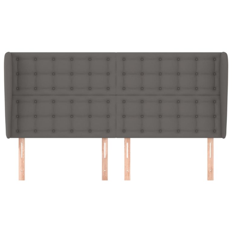 Tăblie de pat cu aripioare gri 163x23x118/128 cm piele eco