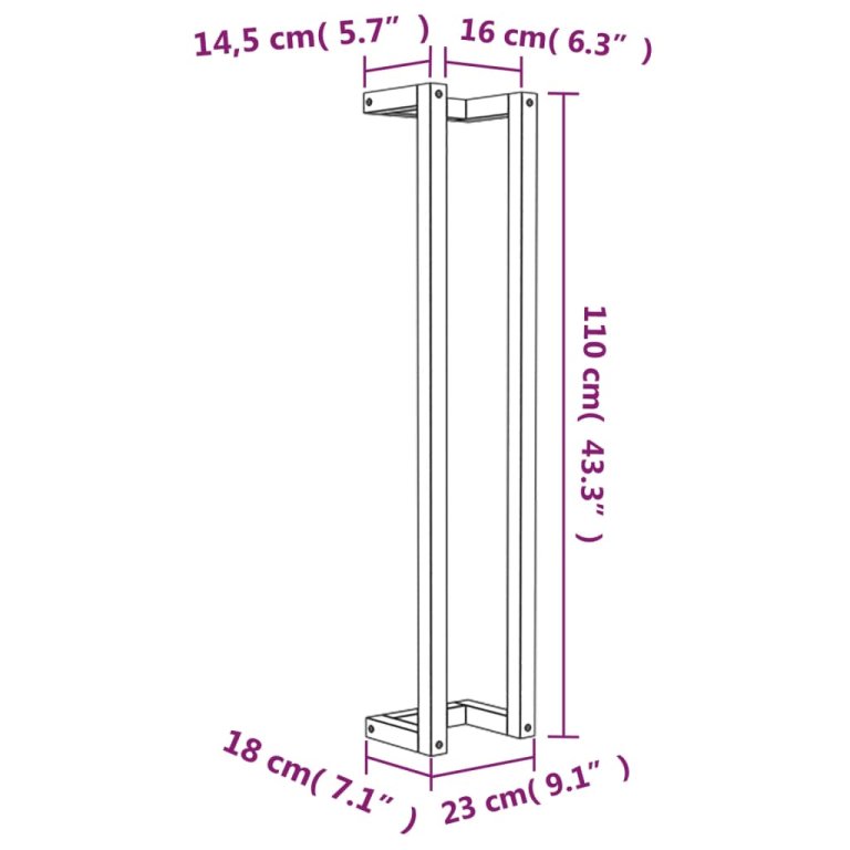 Suport pentru prosoape, alb, 23x18x110 cm, lemn masiv de pin