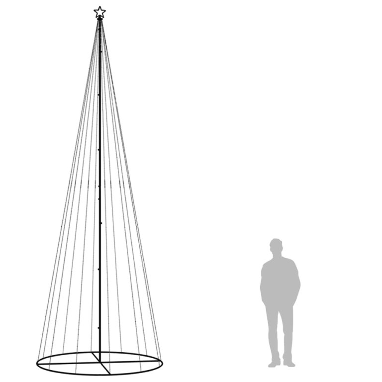 Brad de Crăciun conic, 732 LED-uri, alb cald, 160x500 cm