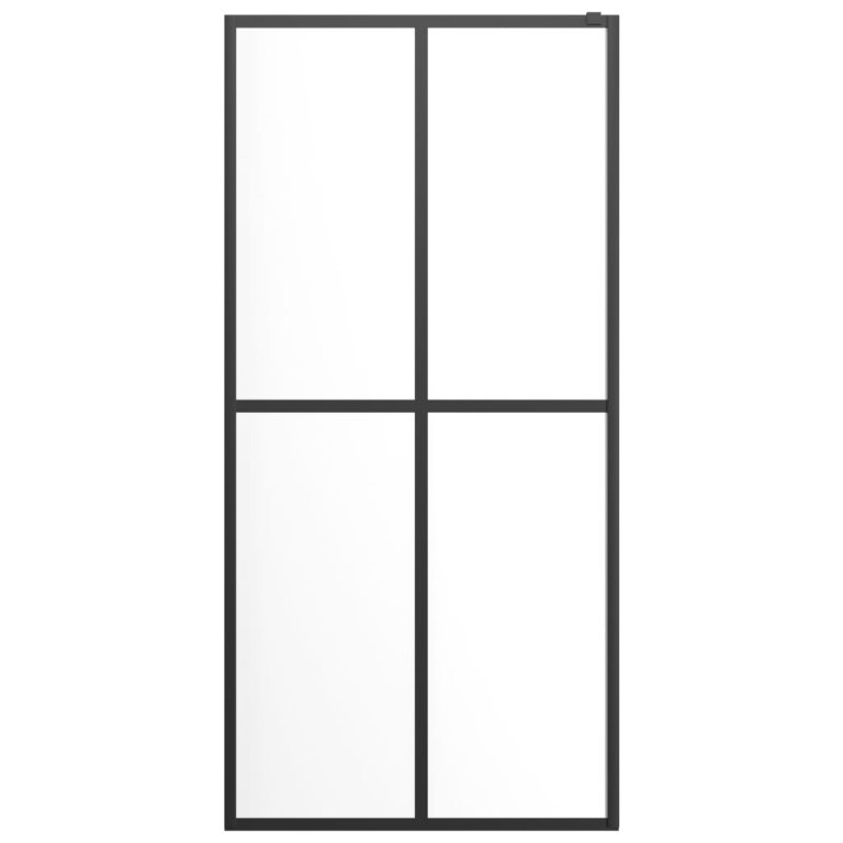 Paravan duș walk-in cu raft negru 100x195cm sticlă ESG/aluminiu