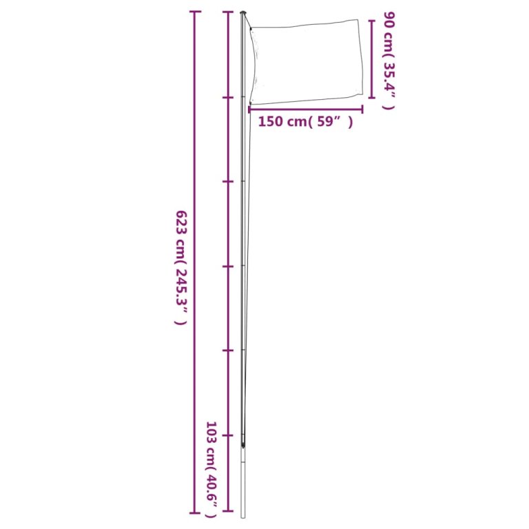 Steag Marii Britanii și stâlp din aluminiu, 6,23 m