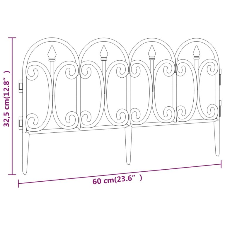 Borduri de gazon, 17 buc., negru, 10 m, PP