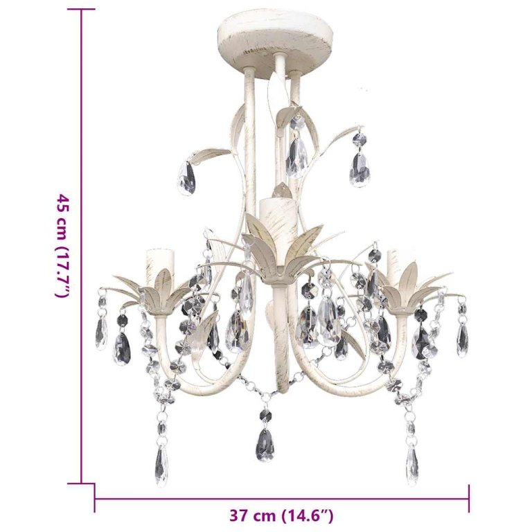 Lampă de plafon suspendată, cristal, candelabru alb elegant