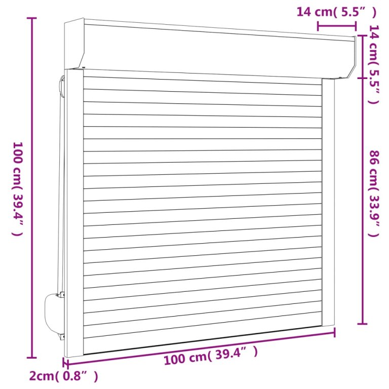 Oblon rulant, antracit, 100 x 100 cm, aluminiu