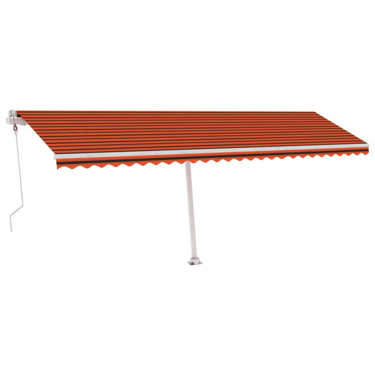 Copertină automată cu senzor vânt&LED, oranj/maro, 600x350 cm