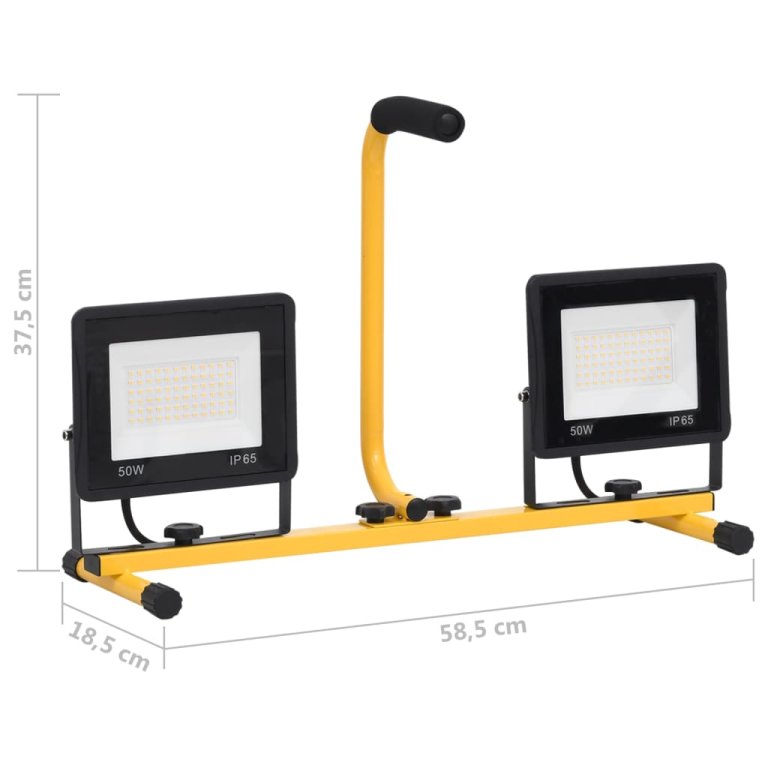 Proiector cu LED și mâner, 2x50 W, alb cald