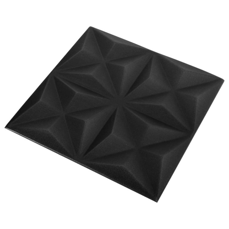 Panouri de perete 3D 24 buc. negru 50x50 cm model origami 6 m²