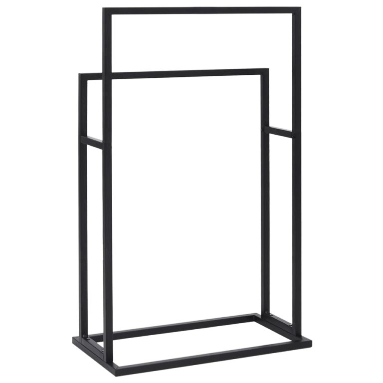 Suport de prosoape autonom, negru, 48x24x78,5 cm, fier